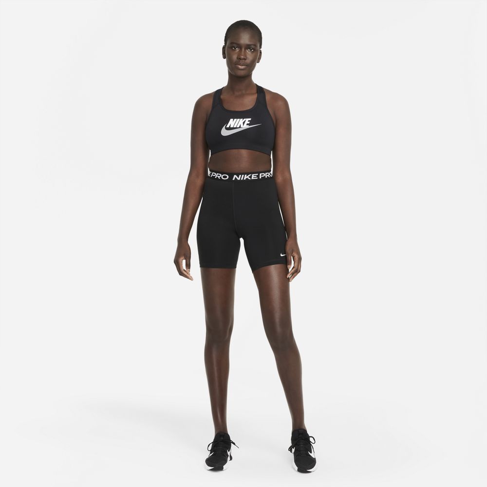Nike Women's Dri-FIT Swoosh Bra Black / White / Particle Grey - achilles heel