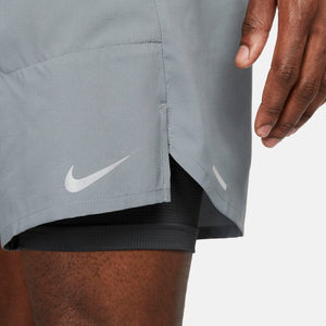 Nike Men's Dri-FIT Stride 2 In 1 7 Inch Shorts Smoke Grey / Dark Smoke Grey / Reflective Silver - achilles heel