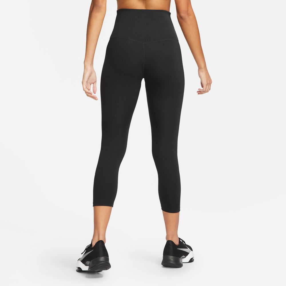 Nike Women's One Dri-FIT Crop Tight Black / White - achilles heel