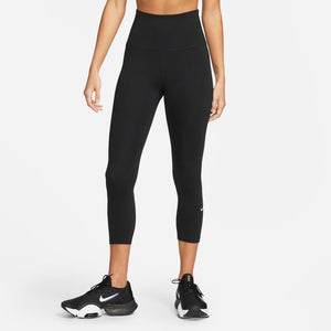 Nike Women's One Dri-FIT Crop Tight Black / White - achilles heel