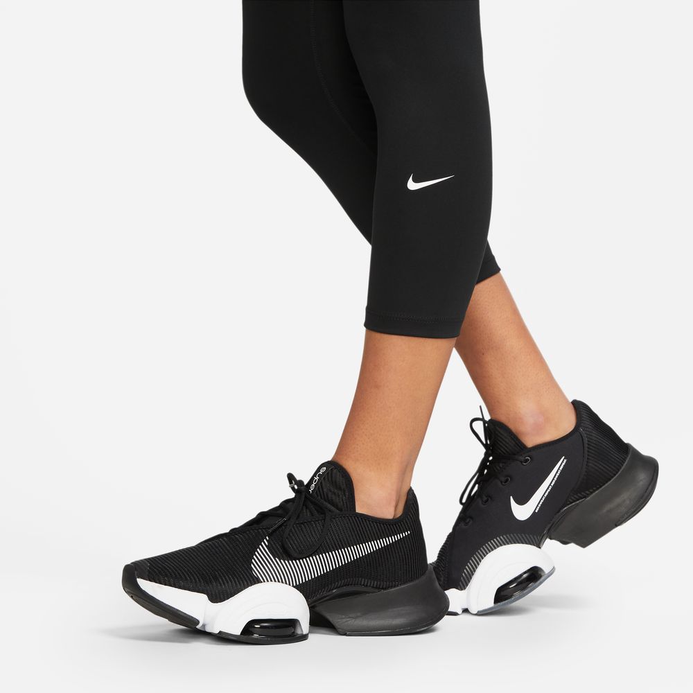 Nike Women's One Dri-FIT Crop Tight Black / White - achilles heel