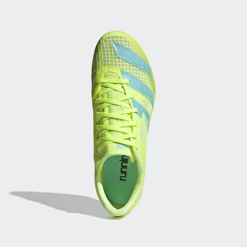 adidas Women's Distancestar Running Spikes Hi-Res Yellow / Clear Aqua - achilles heel