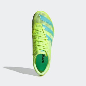 adidas Women's Distancestar Running Spikes Hi-Res Yellow / Clear Aqua - achilles heel