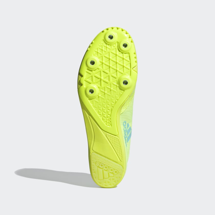 adidas Women's Distancestar Running Spikes Hi-Res Yellow / Clear Aqua - achilles heel