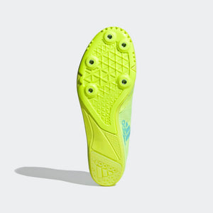 adidas Women's Distancestar Running Spikes Hi-Res Yellow / Clear Aqua - achilles heel