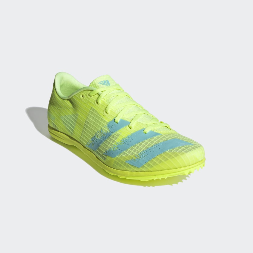 adidas Women's Distancestar Running Spikes Hi-Res Yellow / Clear Aqua - achilles heel