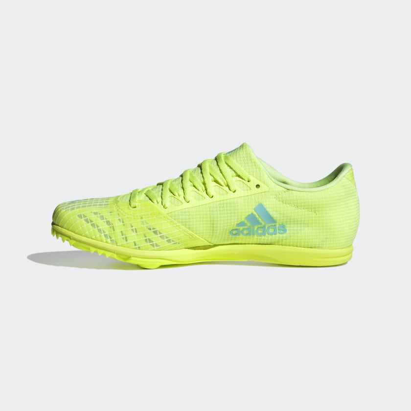 adidas Women's Distancestar Running Spikes Hi-Res Yellow / Clear Aqua - achilles heel