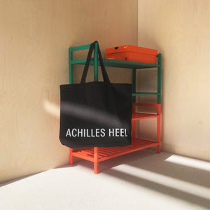 Achilles Heel Mile Repeats Tote Bag Black / Reflective Silver - achilles heel