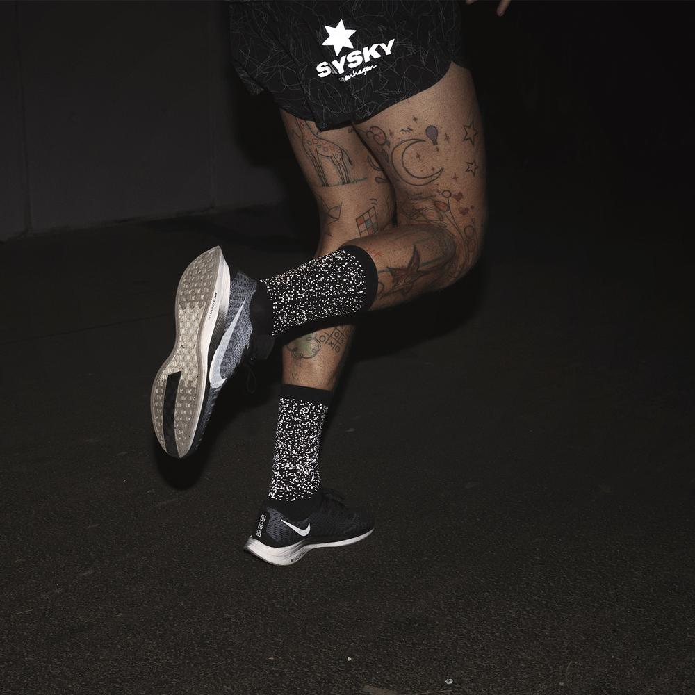 SAYSKY Reflective Combat High Socks Black Universe - achilles heel