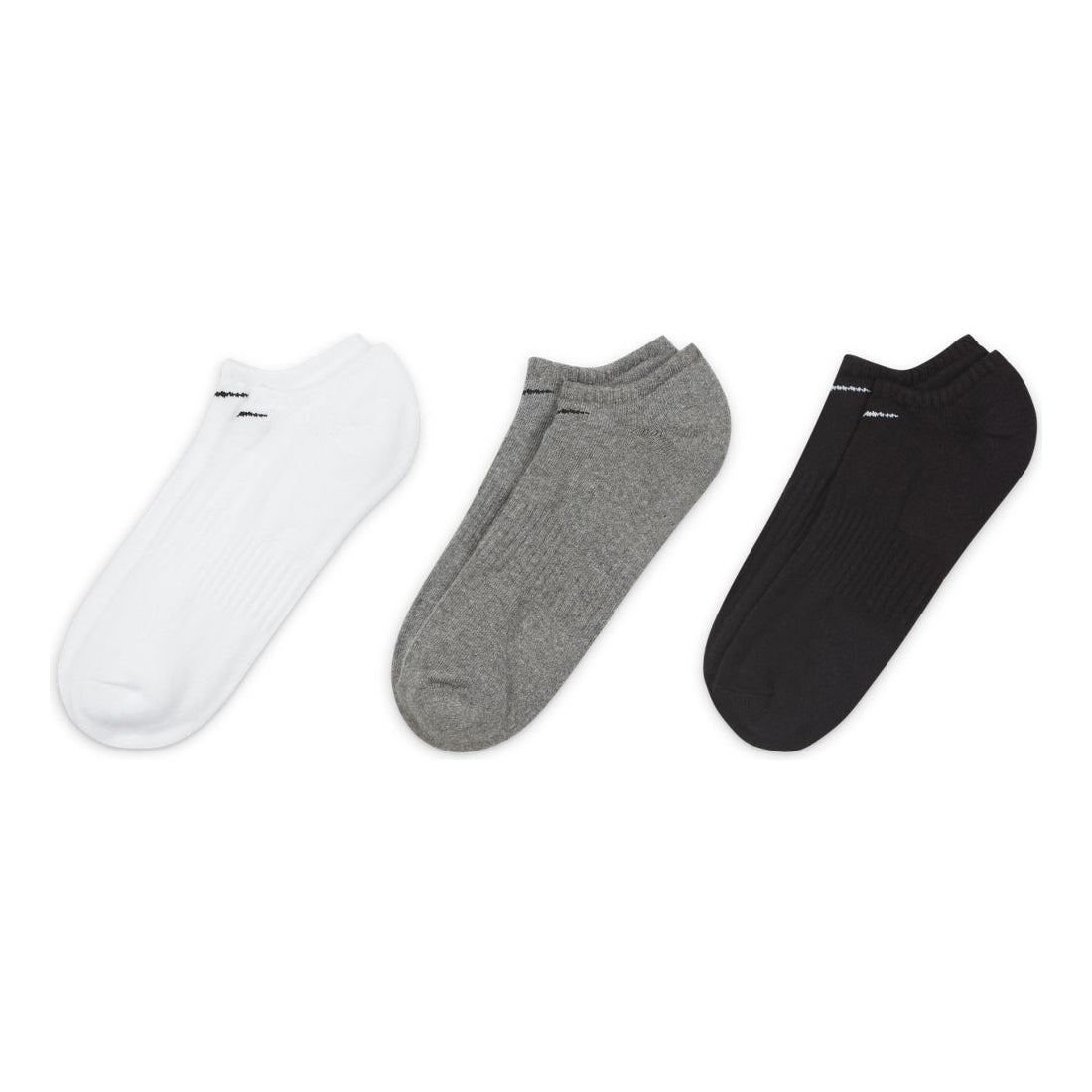 Nike Everyday Cushioned No-Show Socks 3 Pack White / Black / Grey - Achilles Heel