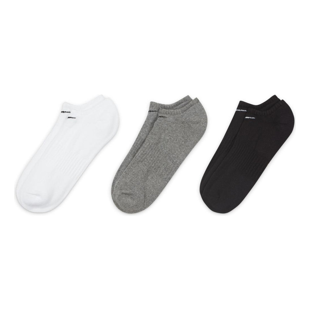 Nike Everyday Cushioned No-Show Socks 3 Pack White / Black / Grey - achilles heel