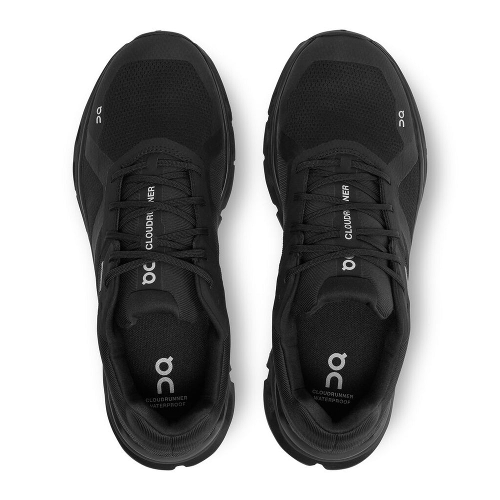 On Women's Cloudrunner Waterproof Running Shoes Black - achilles heel