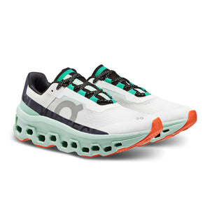 On Women's Cloudmonster Running Shoes Undyed-White / Creek - achilles heel