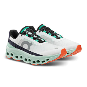 On Men's Cloudmonster Running Shoes Undyed-White / Creek - achilles heel