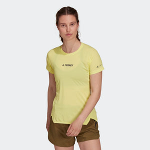 adidas Women's  Terrex Parley Agravic Trail Running All Round Tee Pulse Yellow - achilles heel