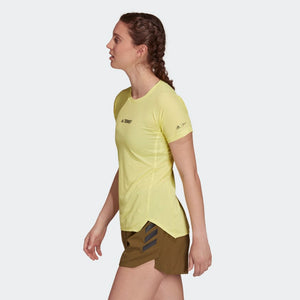 adidas Women's  Terrex Parley Agravic Trail Running All Round Tee Pulse Yellow - achilles heel