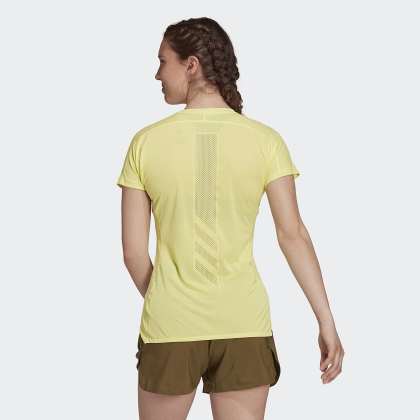 adidas Women's  Terrex Parley Agravic Trail Running All Round Tee Pulse Yellow - achilles heel