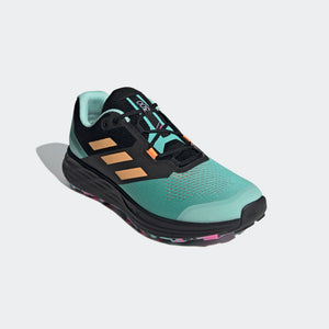 adidas Men's Terrex Two Flow Trail Running Shoes Acid Mint / Hazy Orange / Screaming Pink - achilles heel