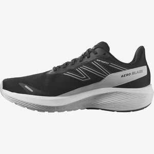 Salomon Men's Aero Blaze Running Shoes Black / White / Lunar Rock - achilles heel