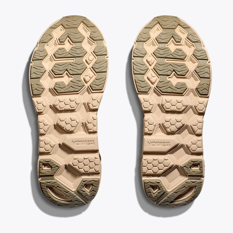 Hoka Clifton L Suede Shoes Shifting Sand / Dune - achilles heel