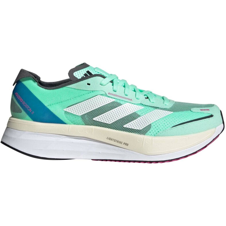 adidas Men's Adizero Boston 11 Running Shoes Pulse Mint / Cloud White / Crystal White - achilles heel