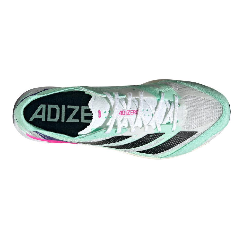 adidas Men's Adizero Adios 7 Running Shoes Cloud White / Core Black / Pulse Mint - achilles heel
