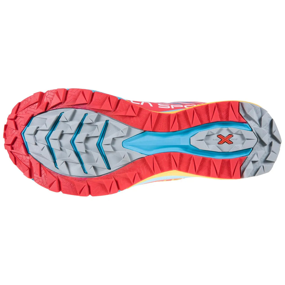 La Sportiva Women's Jackal Trail Running Shoes Hibiscus / Malibu Blue - achilles heel