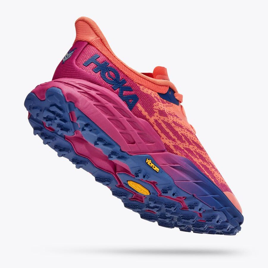 Hoka Women's Speedgoat 5 Wide Fit Trail Running Shoes Festival Fuchsia / Camellia - achilles heel