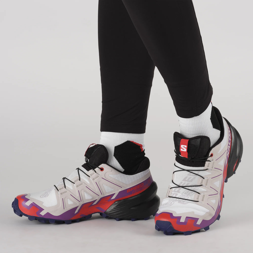 Salomon Women's Speedcross 6 White / Sparkling Grape / Fiery Red - achilles heel
