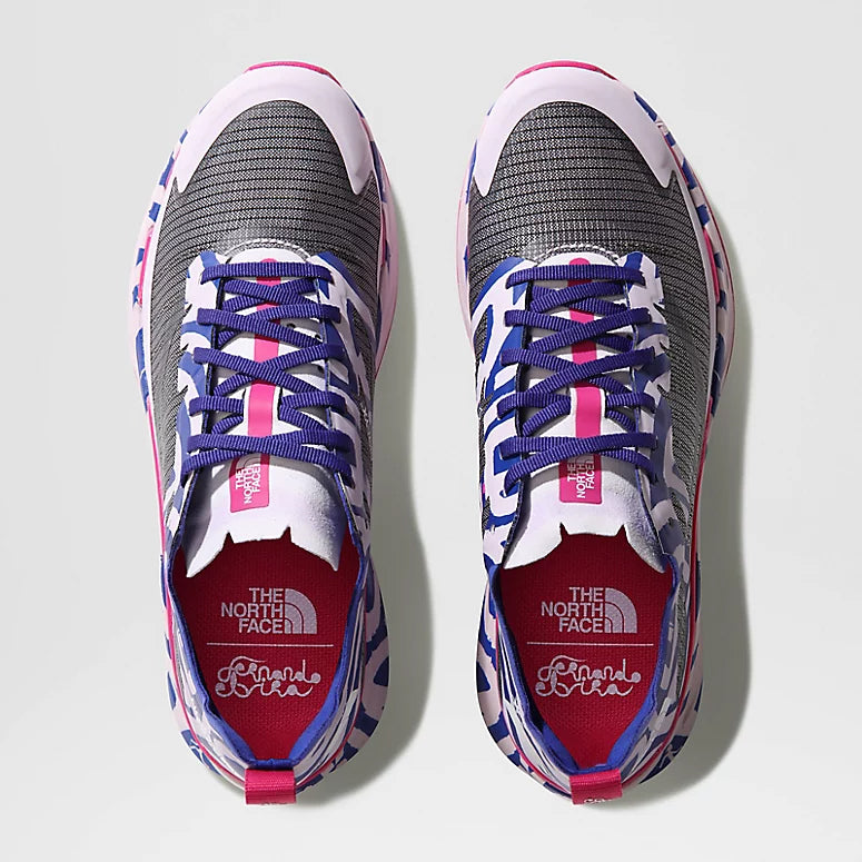 The North Face Women's Vectiv Infinite X Trail Running Shoes Lapsis Blue Elvira Print / Lavender Fog - achilles heel