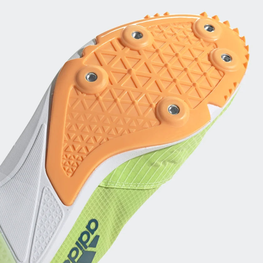 adidas Distancestar Running Spikes Pulse Lime / Real Teal / Flash Orange - achilles heel