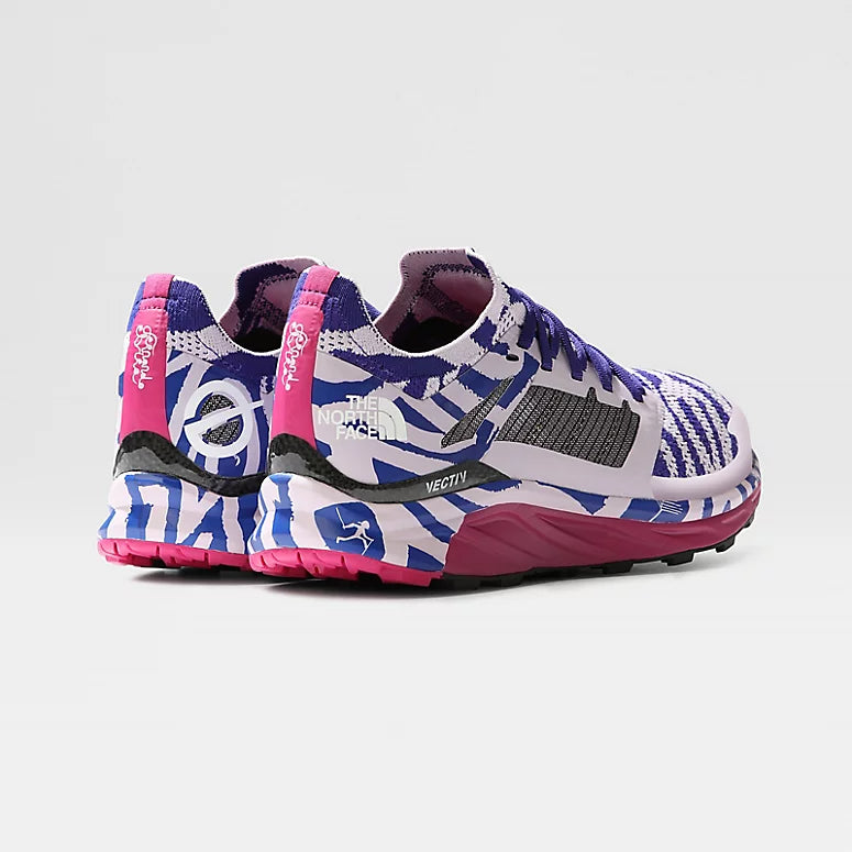 The North Face Women's Flight Vectiv X Trail Running Shoes  Lapsis Blue Elvira Print / Lavender Fog - achilles heel