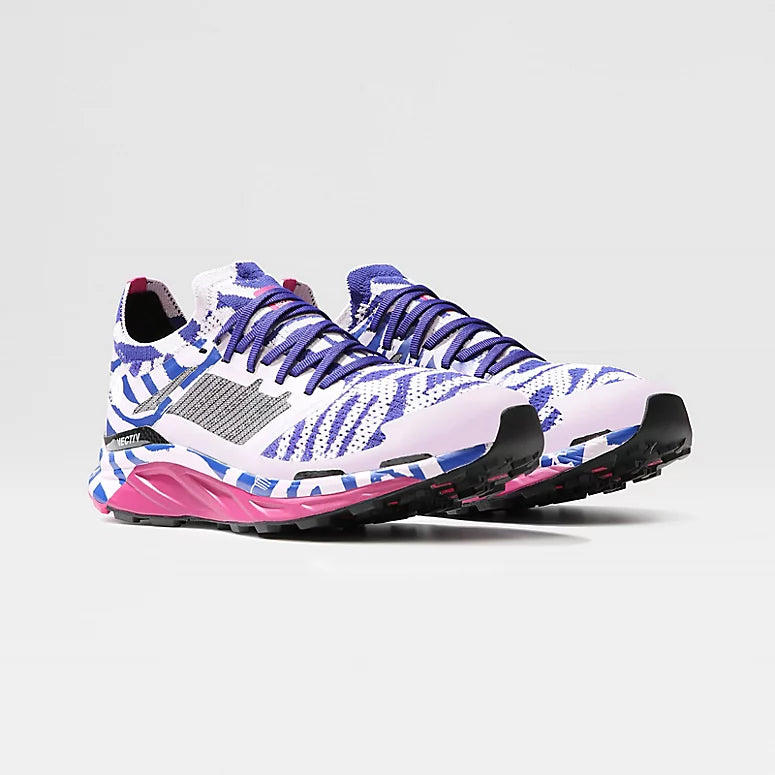 The North Face Women's Flight Vectiv X Trail Running Shoes  Lapsis Blue Elvira Print / Lavender Fog - achilles heel