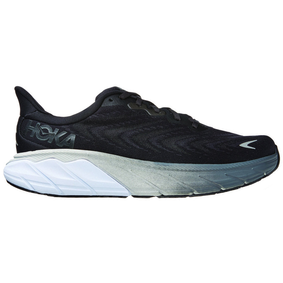 Hoka Men's Arahi 6 Wide Fit Running Shoes Black / White - achilles heel