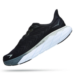 Hoka Men's Arahi 6 Wide Fit Running Shoes Black / White - achilles heel