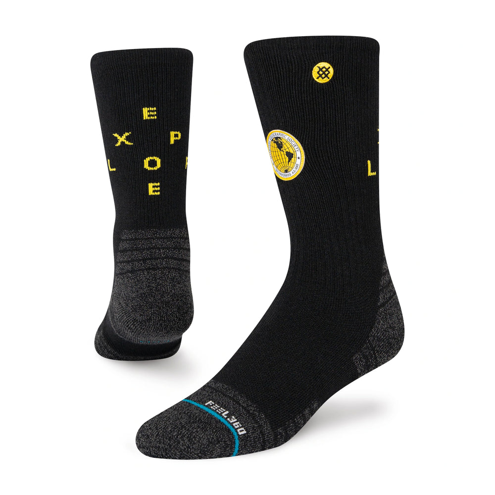 Stance National Geographic Exploration Crew Sock Black - achilles heel