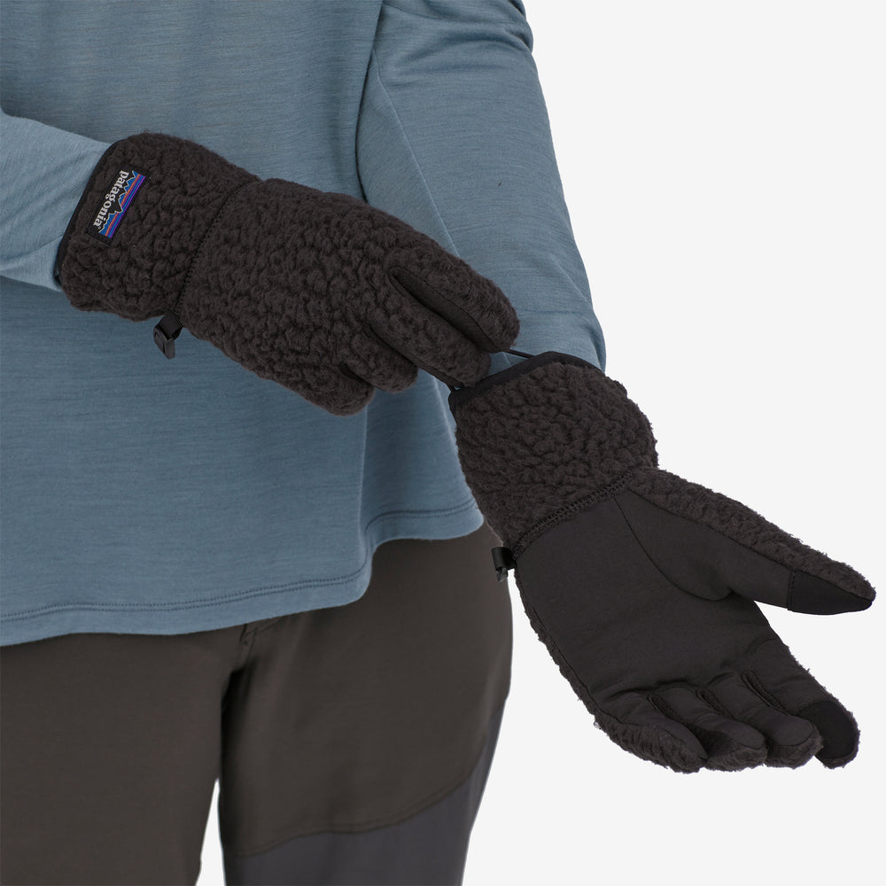Patagonia Retro Pile Fleece Gloves Black - achilles heel