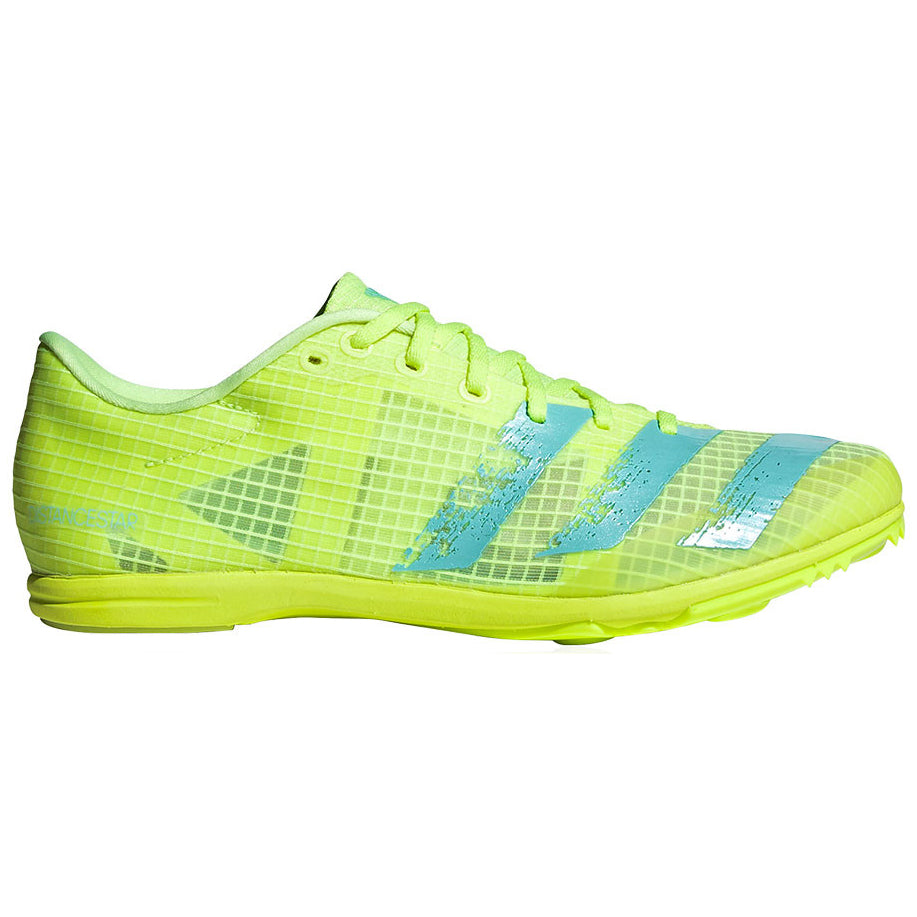 adidas Women's Distancestar Running Spikes Hi-Res Yellow / Clear Aqua - Achilles Heel