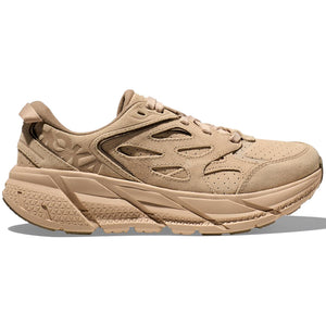 Hoka Clifton L Suede Shoes Shifting Sand / Dune - achilles heel