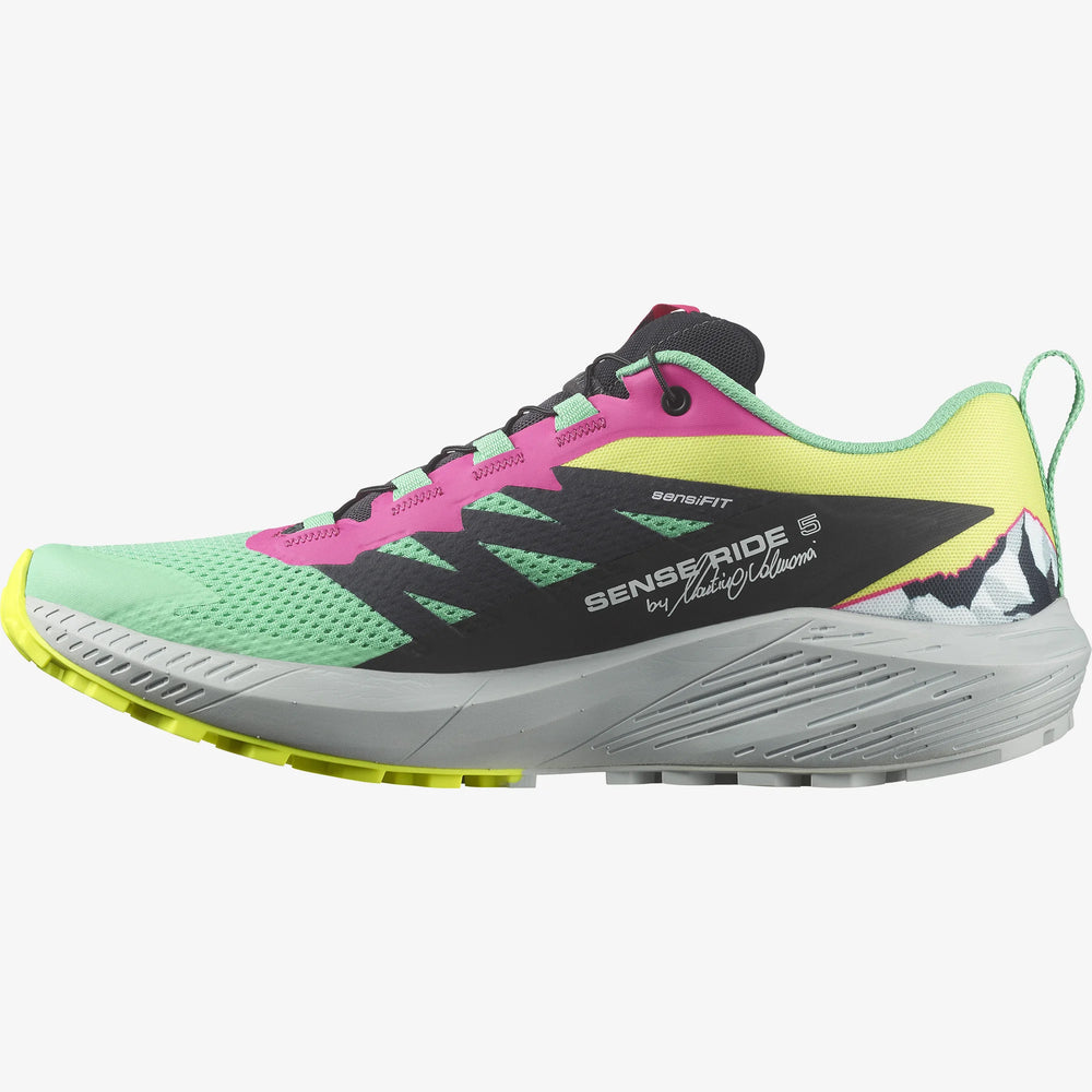 Salomon Sense Ride 5 Martina LTD Trail Running Shoes Biscay Green / Phantom / Pink Glow - achilles heel