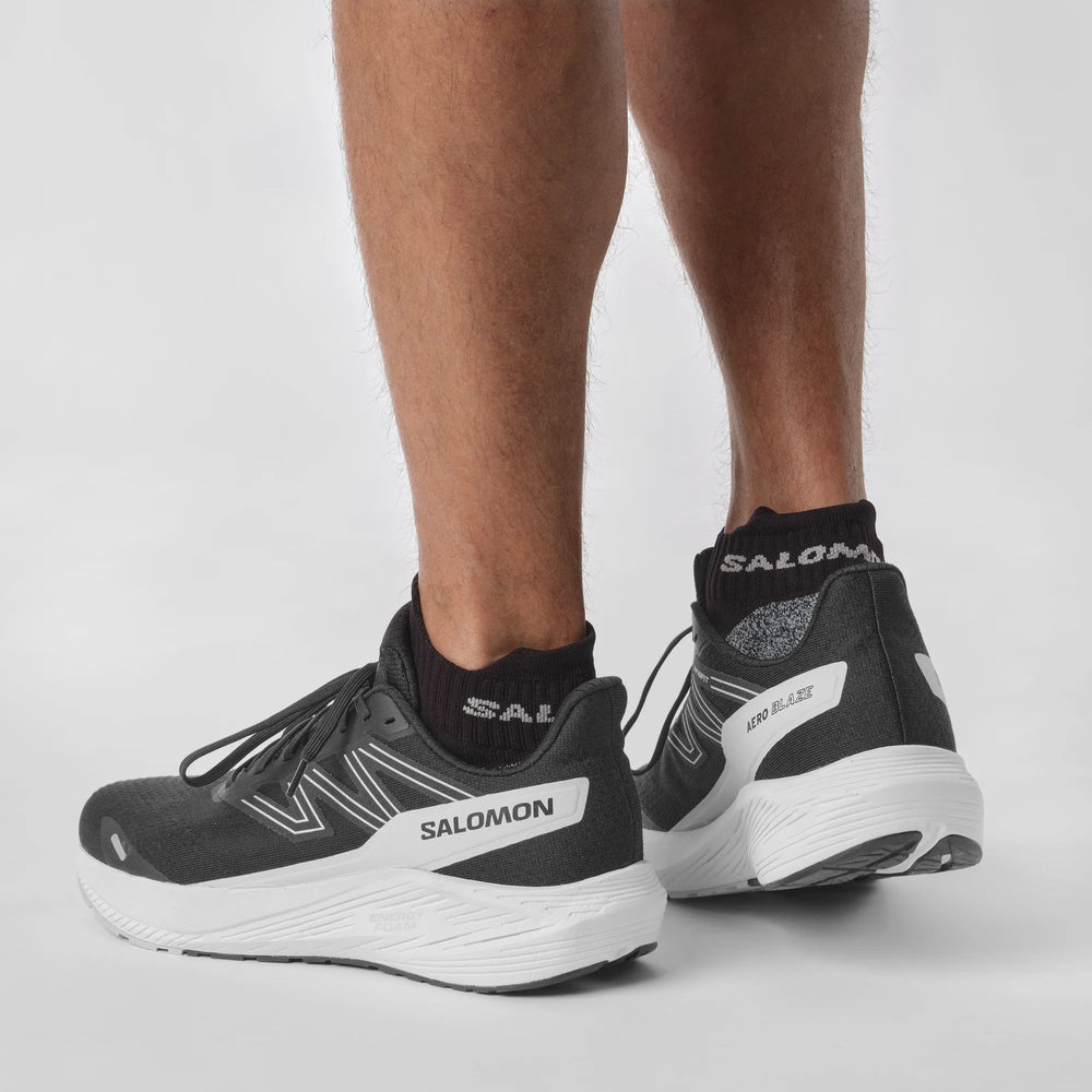 Salomon Men's Aero Blaze Running Shoes Black / White / Lunar Rock - achilles heel