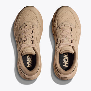 Hoka Clifton L Suede Shoes Shifting Sand / Dune - achilles heel