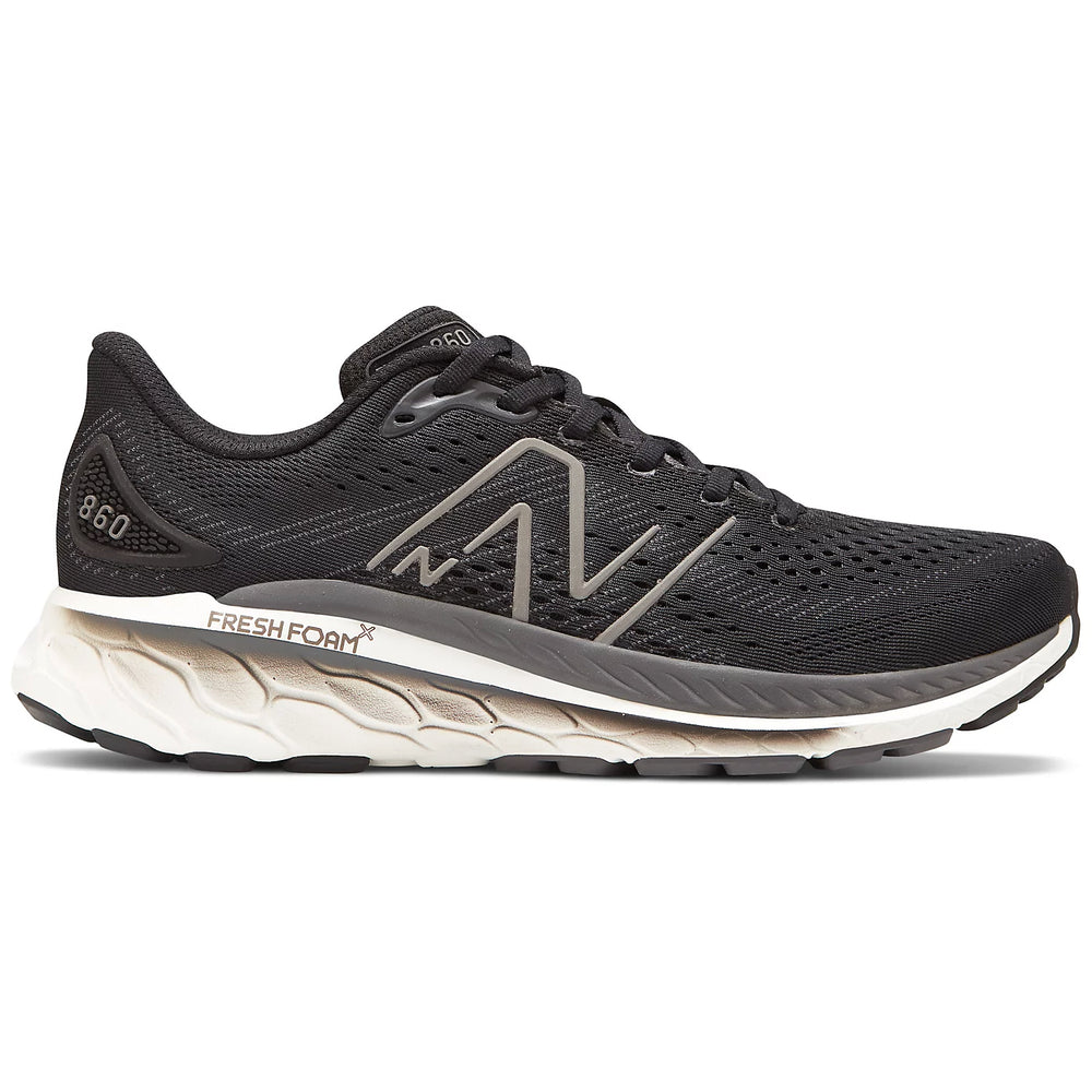 New Balance Men's 860v13 Wide Fit Running Shoes  Black / White  / Magnet - achilles heel