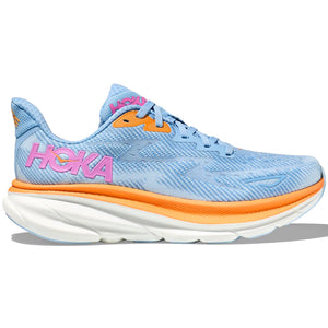 Hoka Women's Clifton 9 Wide Fit Running Shoes Airy Blue / Ice Water - achilles heel