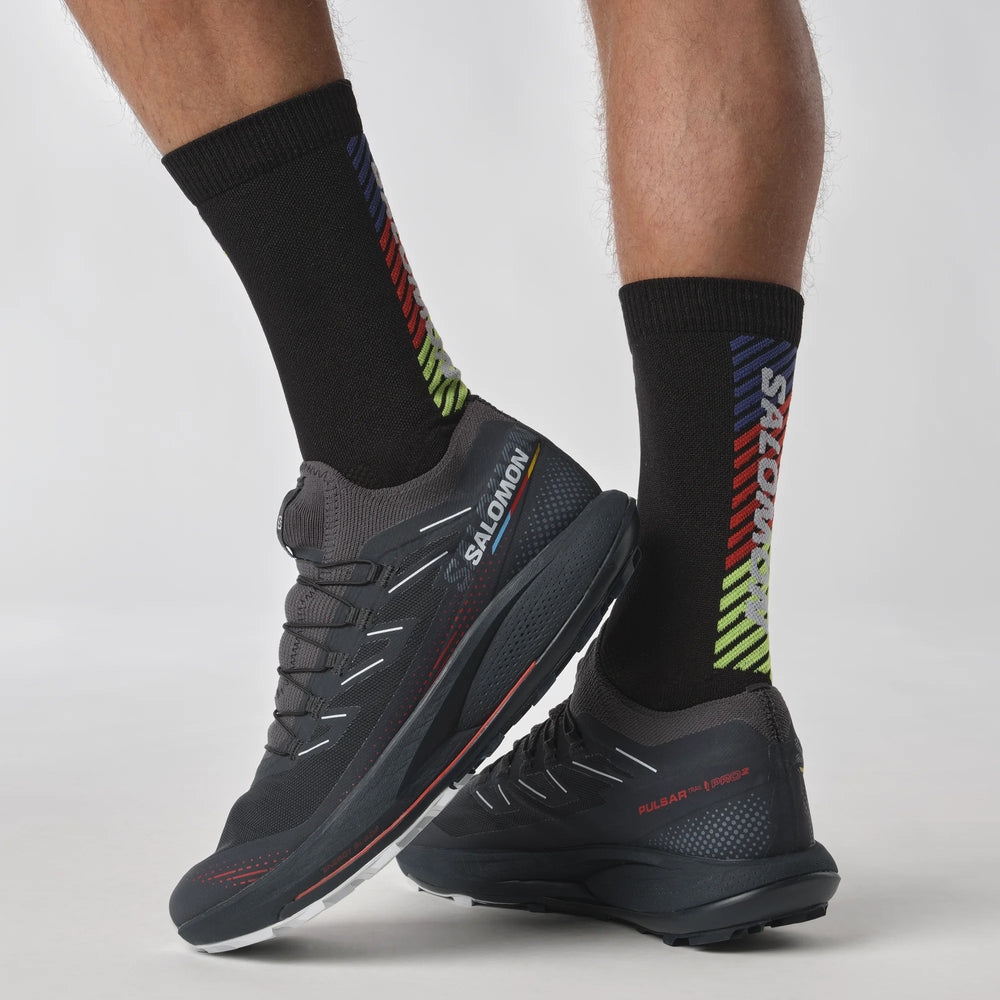Salomon Men's Pulsar Trail Pro 2 Running Shoes Carbon / Fiery Red / Arctic Ice - achilles heel