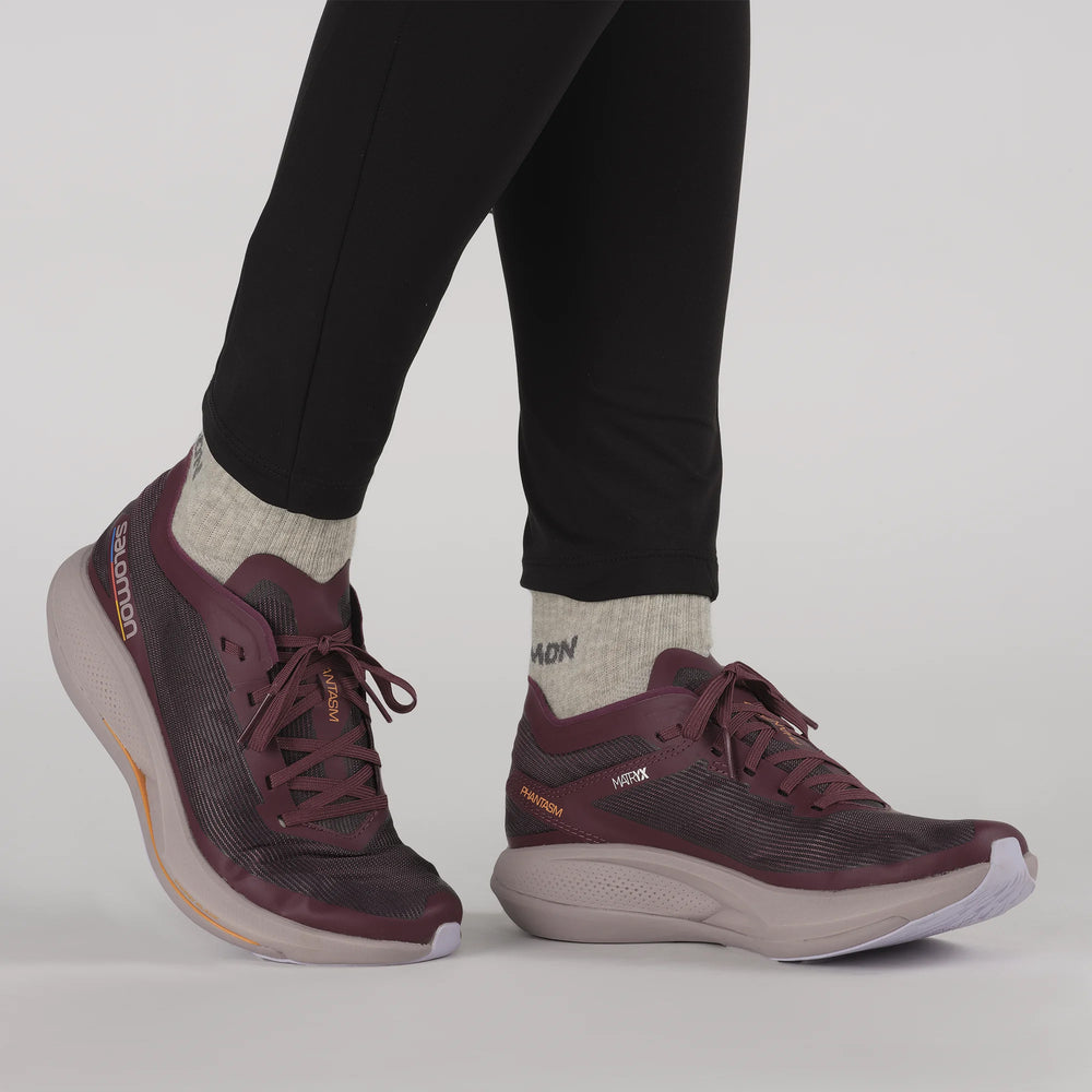 Salomon Women's Phantasm Road Running Shoes Grape Wine / Quail / Purple - achilles heel