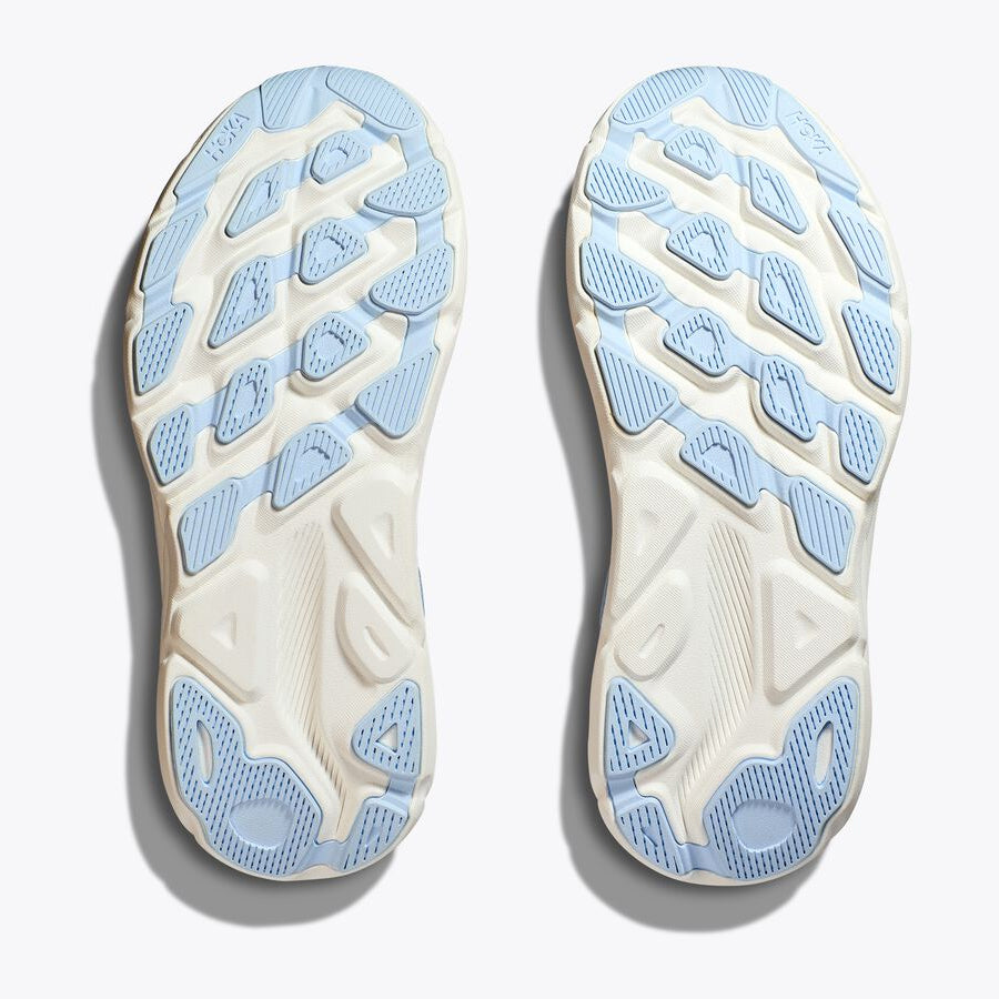 Hoka Women's Clifton 9 Wide Fit Running Shoes Airy Blue / Ice Water - achilles heel