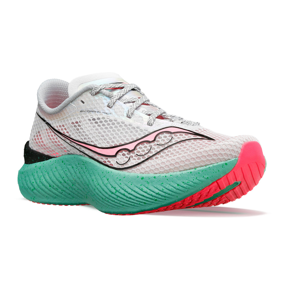 Saucony Women's Endorphin Pro 3 Running Shoes Fog / Vizpink - achilles heel