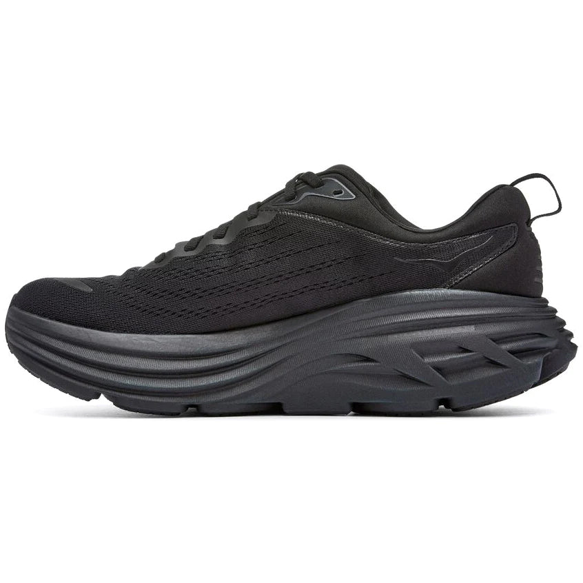 Hoka Men's Bondi 8 Wide Fit Running Shoes Black / Black - achilles heel