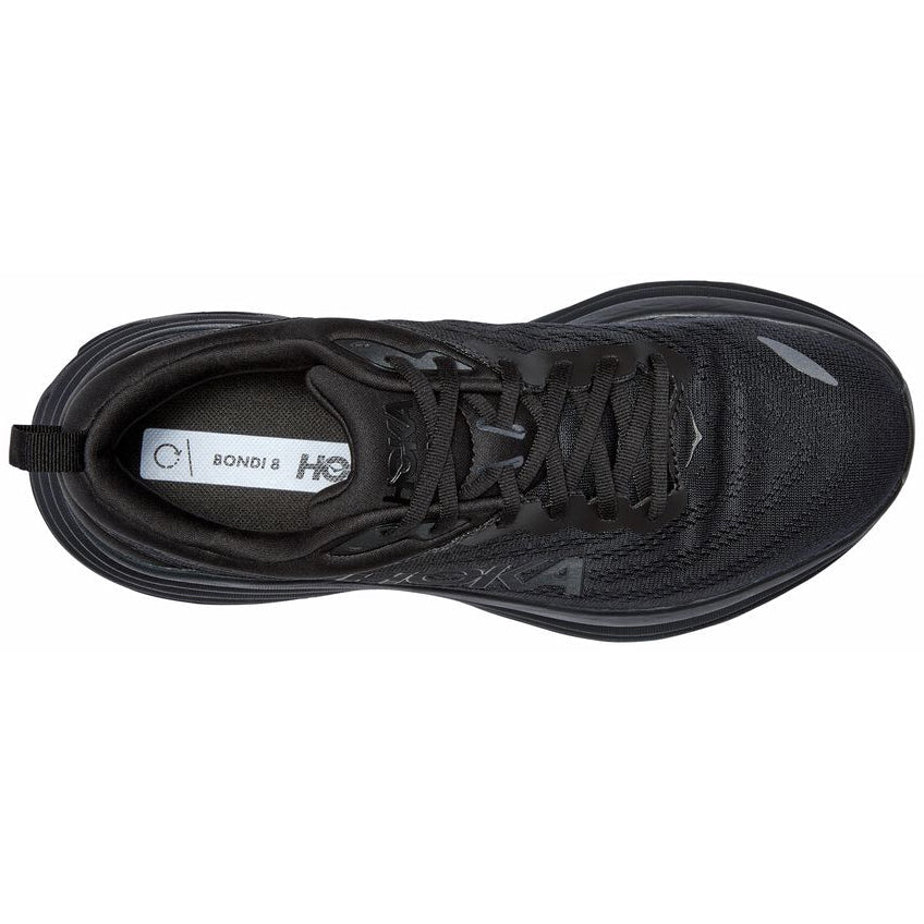 Hoka Men's Bondi 8 Wide Fit Running Shoes Black / Black - achilles heel